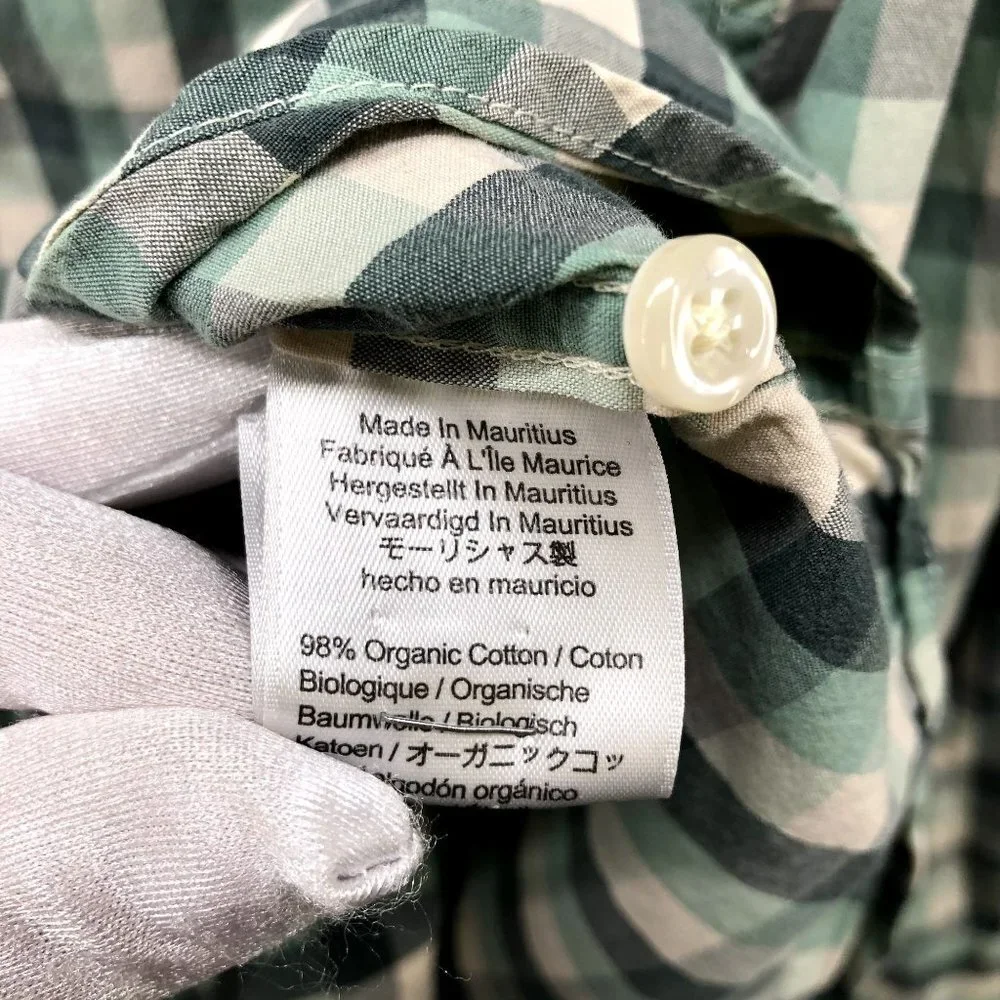J. Crew Long Sleeve Button Down Shirt Mens‎ L Green Plaid Secret Wash Classic